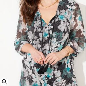 Catherines Crinkle Chiffon peasant style  lined top NEW 0X 16 XL Plus